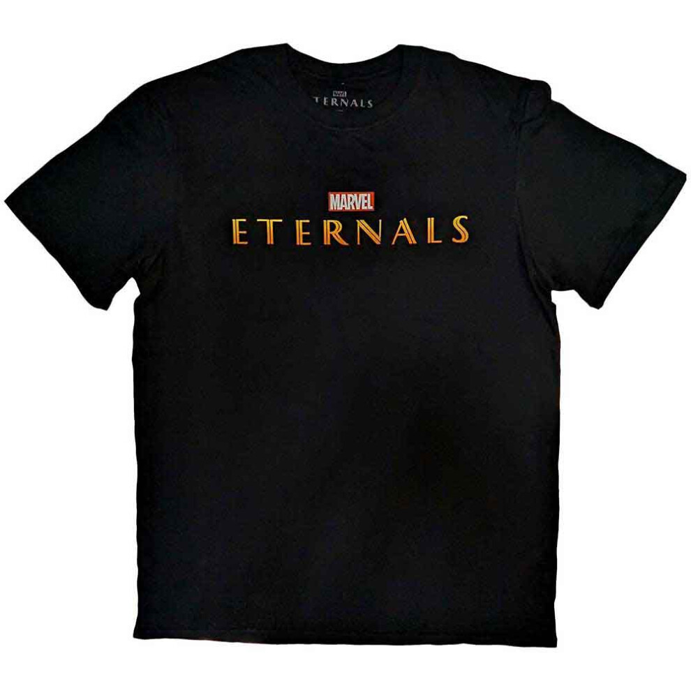 Marvel (L, Black) Comics T Shirt Eternals Movie Logo New Official Mens Black