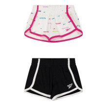 (11-12 Years, White/Black) Reebok Girls Jersey Shorts (Pack of 2)
