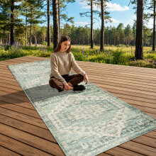 (60 x 220 cm (2 ft x 7 ft 7 in)- Runner Rug, OLIVE GREEN GEOMETRIC- CASHMERE RUG) Large Rugs Living Room Bedroom Traditional Carpets