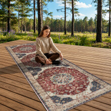 (60 x 220 cm (2 ft x 7 ft 7 in)- Runner Rug, BLACK RED TRADITIONAL- CASHMERE RUG) Large Rugs Living Room Bedroom Traditional Carpets