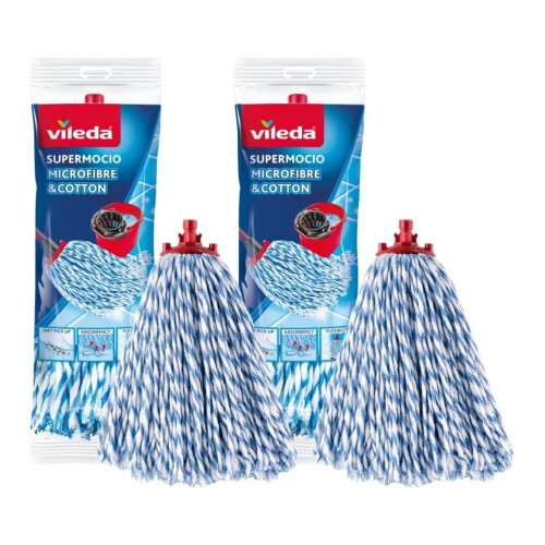 Vileda Vileda Mop Refill Pack of 2 Microfiber Cotton Mop Heads