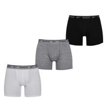 (S, Black/White/Grey) Reebok Mens Logo Boxer Shorts (Pack of 3)