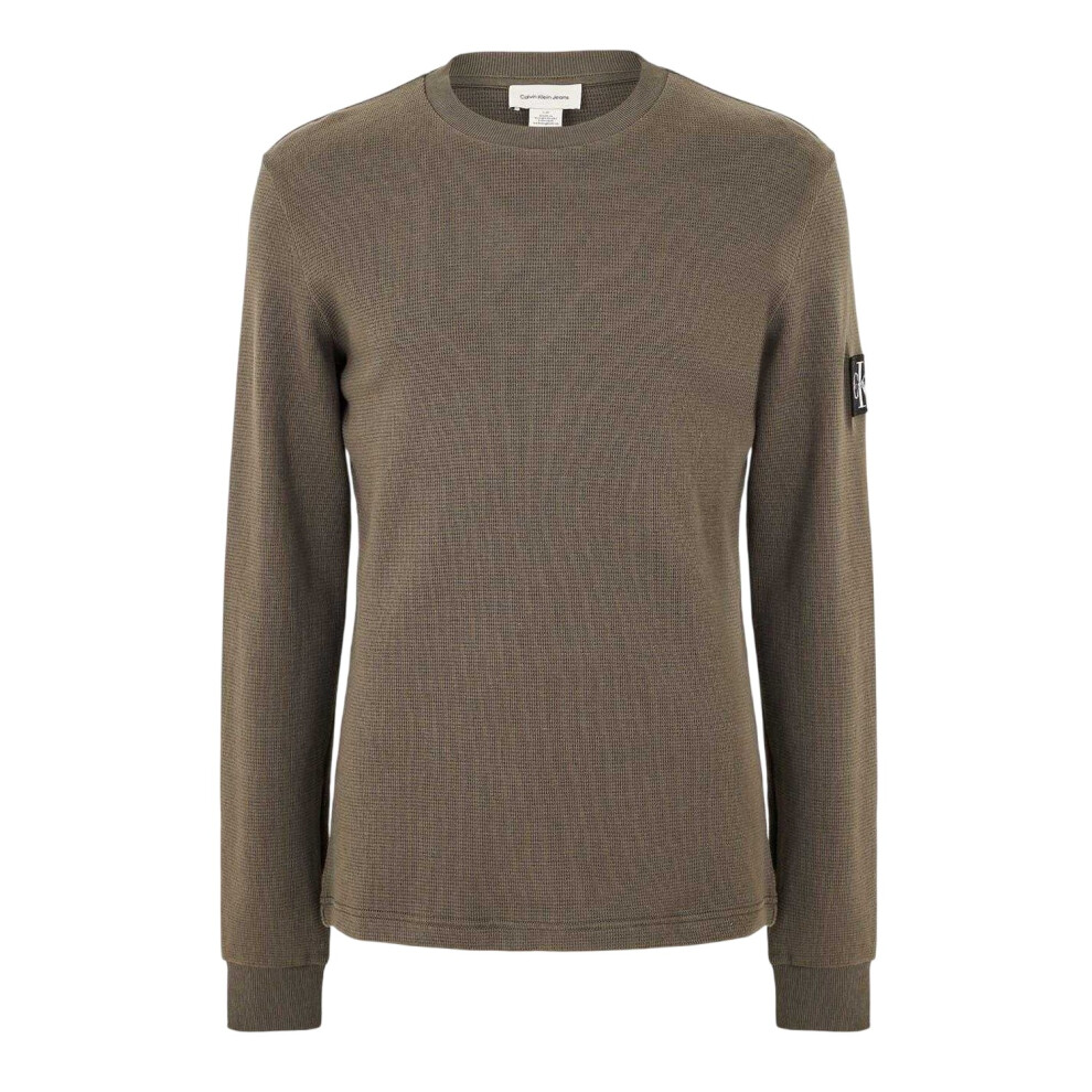 Calvin Klein (Xxl, Beluga) Mens Waffle Long-Sleeved Top