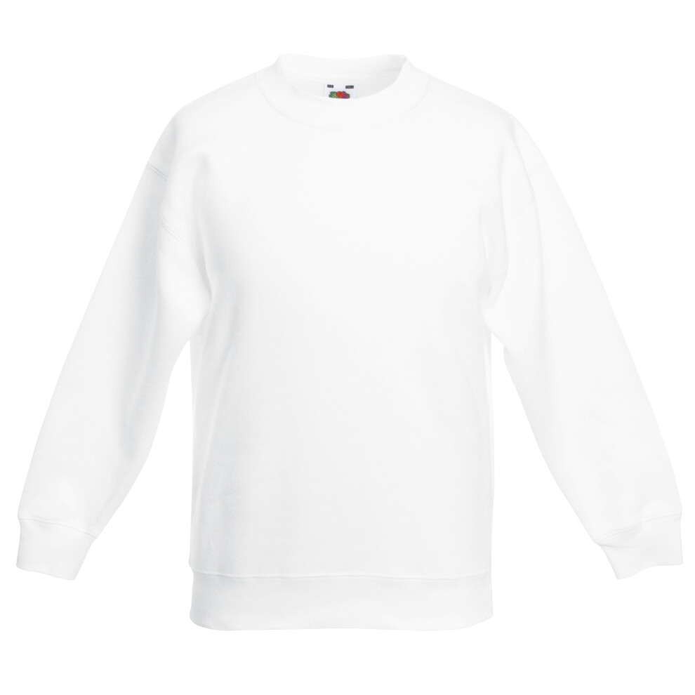 Fruit Of The Loom (9-11, White) Kids Unisex Classic 80/20 Set-In Sweatshirt