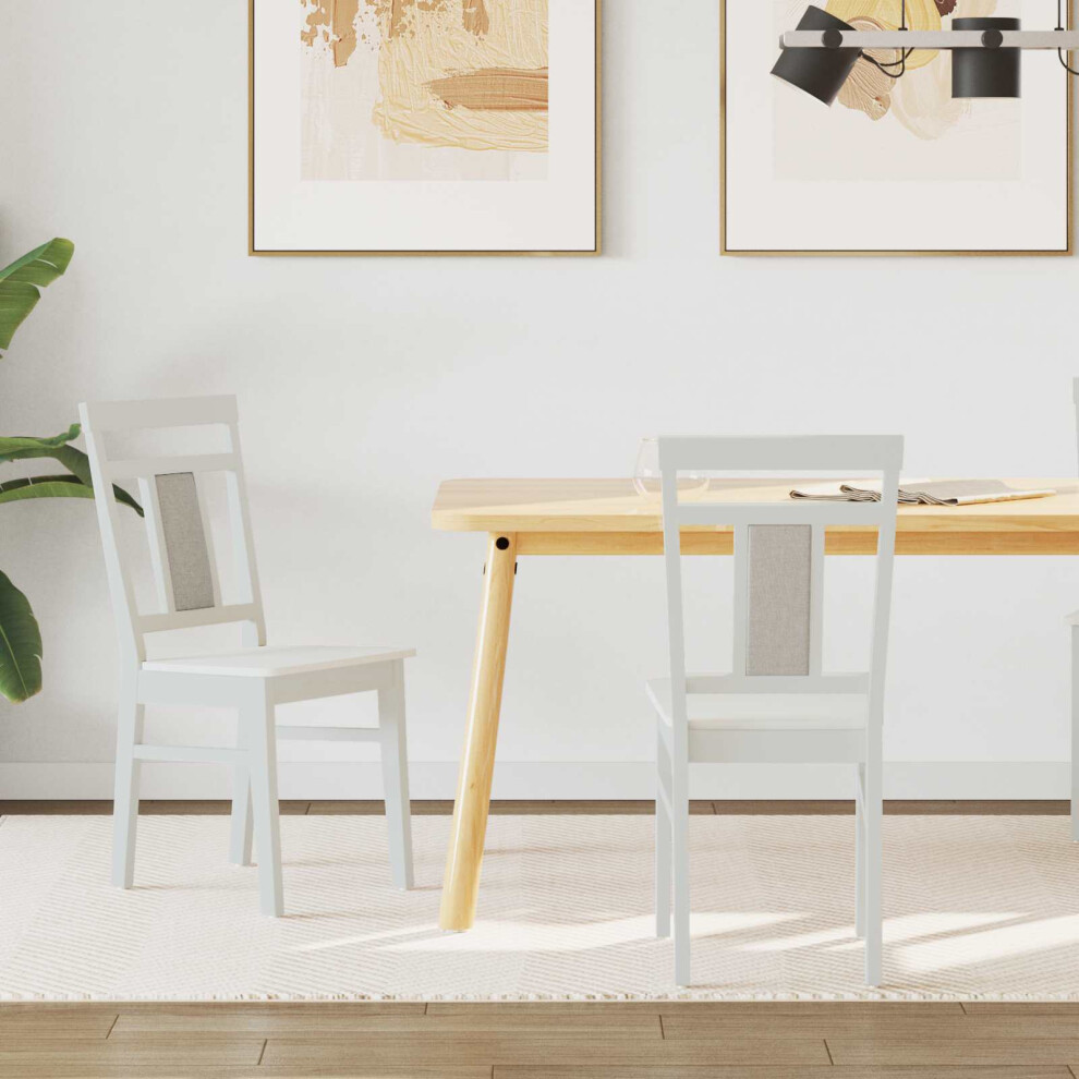 Vidaxl Dining Chair 2 Pcs White Solid Rubber Wood