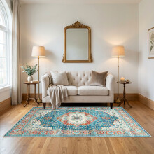 (160 x 230 cm 5 ft 3 in x 7 ft 7 in, RUST BLUE TRADITIONAL- CASHMERE RUG) Large Rugs Living Room Bedroom Traditional Carpets