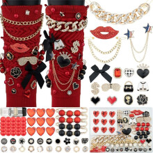Kit de 85 Breloques pour Chaussettes, Broches et Épingles pour Femmes, Breloques pour Chaussures, Baskets, Kit de Bricolage avec Chaînes.