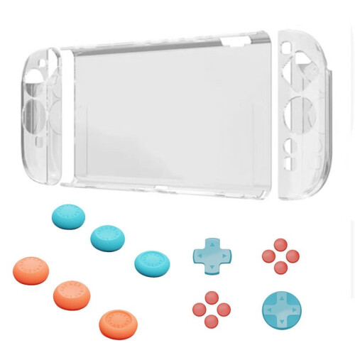 For  2 Protective Case+Joystick Cap+D-Pad Button Cap Kit Clear Shell Split Design Anti-Fall Anti-Scratch Case B