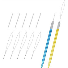 12 PCS Hair Extension Loop Tool, for Hair Styling, Bead Device Tool and Wire Pulling Hook Tools for Silicone Beads