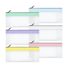6 Pieces Money Bags with Zipper, Cash Envelopes 7.8x3.9 Inch, Multi-Purpose Money Pouch Clear Bank Deposit Coin Bag