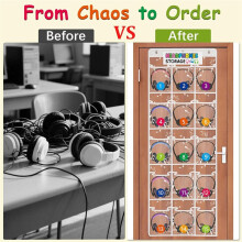 2 Pack Classroom Headphone Storage Organizer with 30 Pockets, PVC Clear Classroom Pocket Chart for Headphone Cell Phone