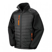 (4XL, Black/Orange) Result Mens Black Compass Padded Soft Shell Jacket