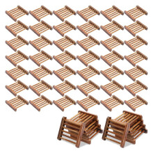 50 Pcs Bamboo Wood Soap, Self Draining Wooden Soap Holders for Bathroom and Kitchen
