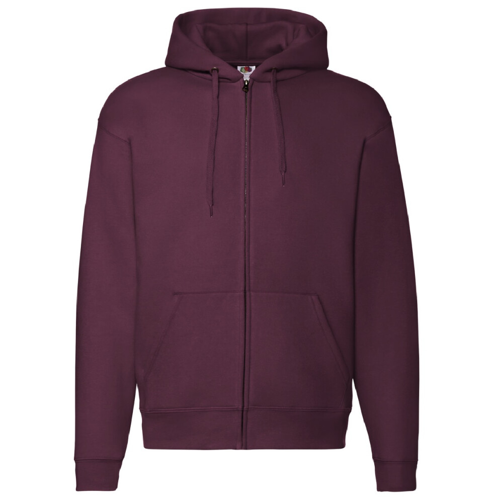 (S, Burgundy) Fruit Of The Loom Mens Zip Through Hooded Sweatshirt / Hoodie