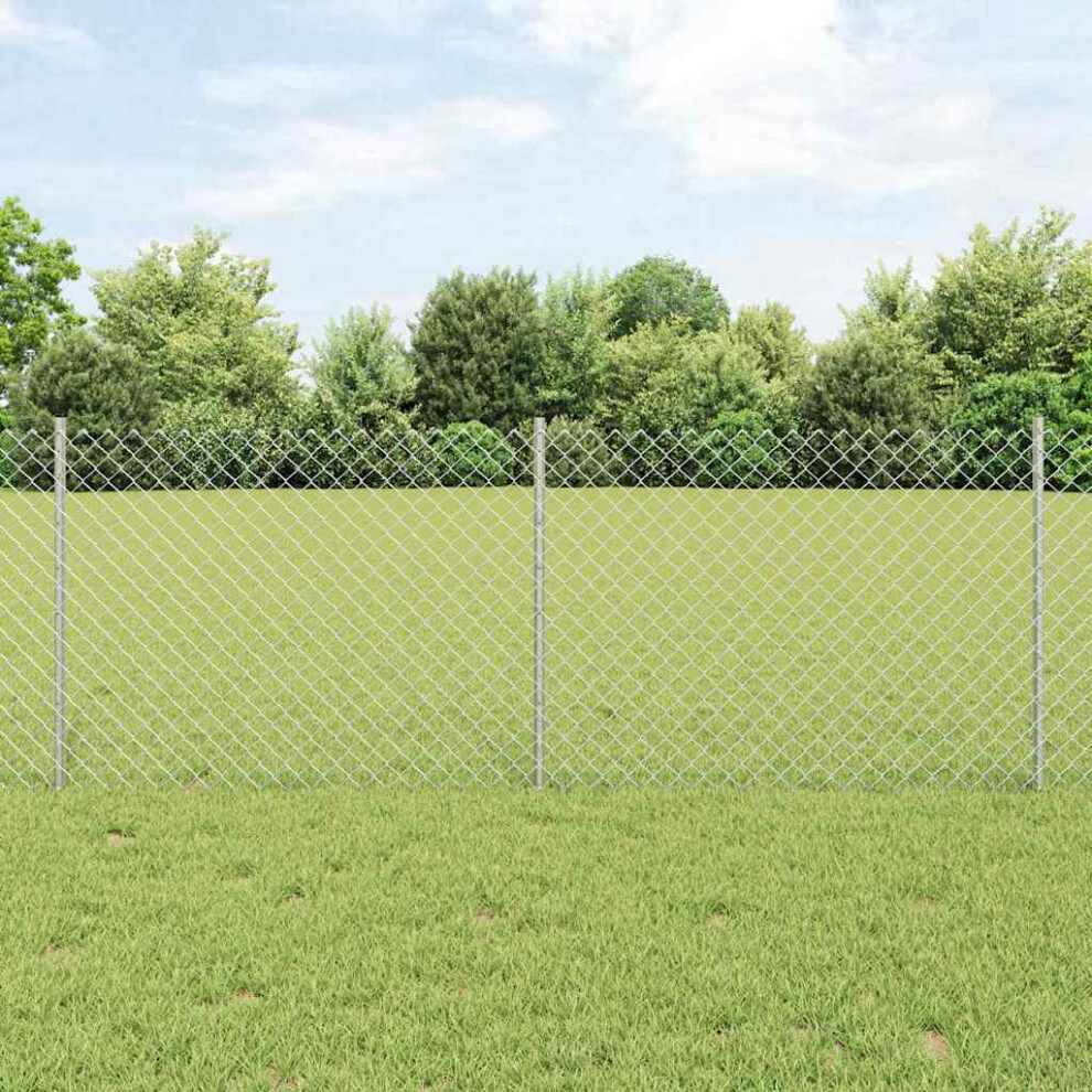 Vidaxl Chain Link Fence With Post 10 X 0.8 M Hot-Dip Galvanised Steel 8721158925343