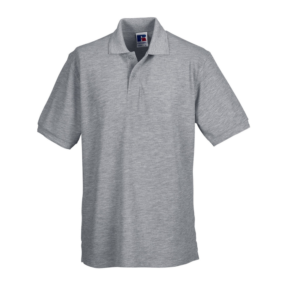 Russell (L, Light Oxford) Mens Polycotton Pique Hardwearing Polo Shirt