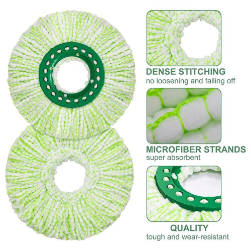 4pcs Mop  Replacement,Spin Mop Replacement  for Libman Tornado Mop, Microfiber Mop Heads Replacements 2