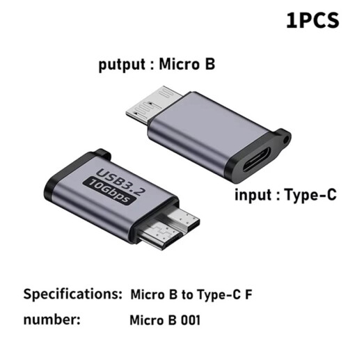 Micro-B USB C 3.2 Male to Type C Female Adapter Type-C USB3.2 Micro-B Connector for External Hard Drive Disk HDD Adapter 2