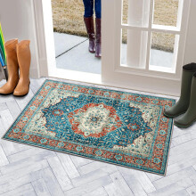 (60 x 110 cm (2 ft x 3 ft 7 in)- Large Door Mat, RUST BLUE TRADITIONAL- CASHMERE RUG) Large Rugs Living Room Bedroom Traditional Carpets