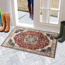 (60 x 110 cm (2 ft x 3 ft 7 in)- Large Door Mat, BLACK RED TRADITIONAL- CASHMERE RUG) Large Rugs Living Room Bedroom Traditional Carpets