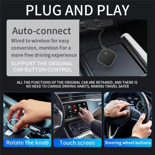 Wireless Carplay Adapter  S3 Mirror Dongle Wireless Androidauto Plug and  OTA Upgrade BT Auto Connection Style:B 2
