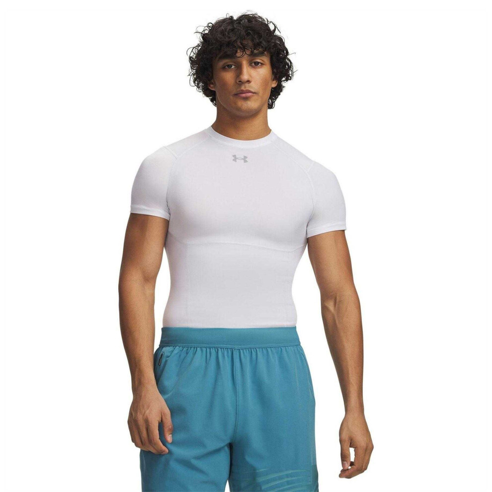 Under Armour (S, White) Mens Heatgear Compression Base Layer Top