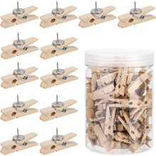 2sets/100pcs Wooden Clips, Made of Natural Wood with Nails, Suitable for Home, Office, and Teaching Use