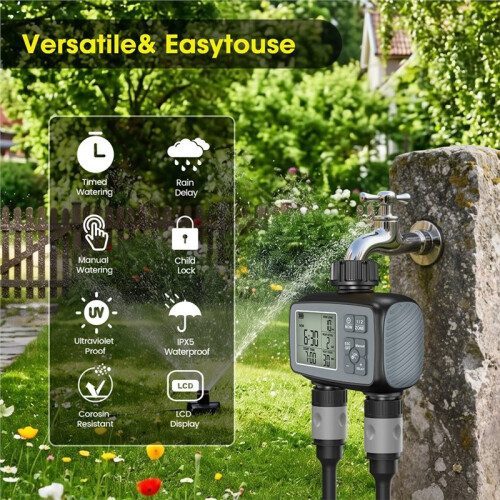 Sprinkler Timer 2 Zone Programmable Water Timer for Garden Hose Automatic Irrigation System for Yard Lawn 1