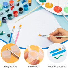 300Pcs Paint Pot with Lid & 100Pcs Paint Brushes,0.17oz Empty Paint Containers with Lids,for Kids Classrooms Schools Art