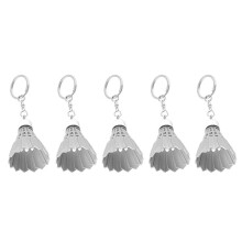 5X Keychain Handbag Split Ring Plastic Key Ring Badminton Decoration White