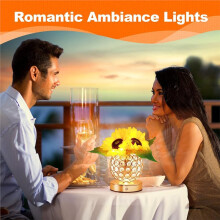 Sunflower Gifts for Women,Sunflower Flower Home Decor Touch Table Lamp,3-Colour Dimming Rechargeable Cordless Small
