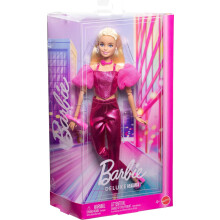 Barbie Deluxe Style Doll #5 in Metallic Pink Outfit, Blonde Hair, Sparkly Corset Top and Shiny Pants with Accessories Like Rose Necklace and Handbag