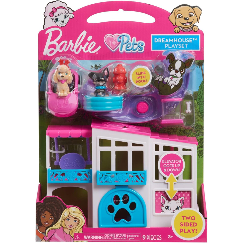 Barbie Pet Dreamhouse 2-Sided Playset, 10-Pieces Include Pets And Accessories, Kids Toys For Ages 3 Up By Just Play