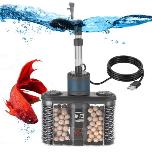 USB Aquarium Filter with Organic Mediums and Fluid Bed for Quiet Water Circulation and Aeration Systems 1