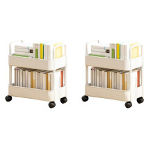 2X 2 Tier Rolling Utility Cart Storage Shelf Movable Storage Rack Kitchen Bathroom Slim Slide Organizer
