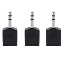3X Mono 6.35mm Male Plug to Dual 6.35mm Female Socket Splitter Adapter Connector