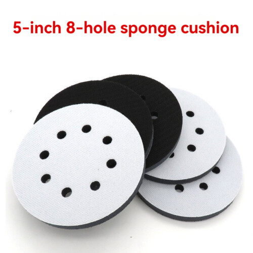 5X Interface Pads 5 Inch 8 Hole Hook & Loop Soft Sponge Foam Sanding Interface Pad for Orbital Sander Polishing