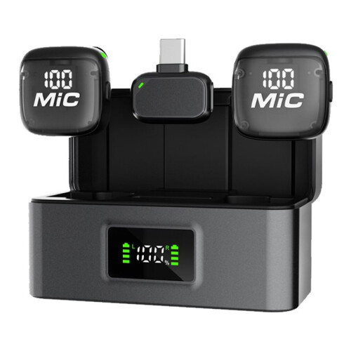 Microfono Lavalier Wireless, Cancellazione del Rumore AI, Display Digitale, Microfono da Giacca per Registrazione di Streaming e Vlog