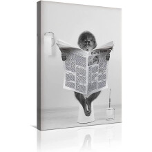 Cuadro para Pared Mono Divertido Póster Decoración 60x90 cm Blanco y Negro — lienzo decorativo salon, arte pared moderno