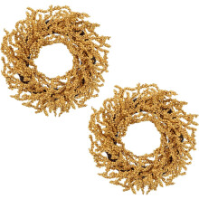 Couronnes décoratives de Noël aux myrtilles, lot de 2 pièces orange — couronne porte entree, decoration table noel