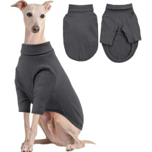 Pullover für den Hund Outfit Strick Warm Bequem Weich Grau 2XL — pullover für hunde, design pullover, pullover 2xl, grauer strick rollkragen