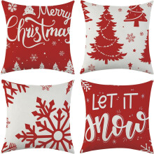 Leinen-Kissenbezüge Weihnachten Set 4-teilig 45x45 cm Dekorativ — leinen kissenbezuge, weihnachts kissenbezuge, set aus 4 kissenbezug, 45x45 cm