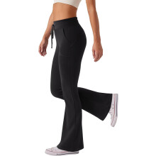 REORIA Mallas Deportivas para Mujer para Yoga Con Piernas Anchas Tipo Campana Negro L — pantalones yoga mujer