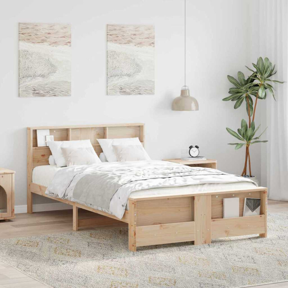 Vidaxl Bed Frame With Headboard Brown 135 X 190 Cm Engineered Wood