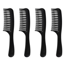 4X Schwarzer Zweireihiger Zahn Entferner Haar Kamm Shampoo Kamm mit Griff für Langes Lockiges, Nasses Haar