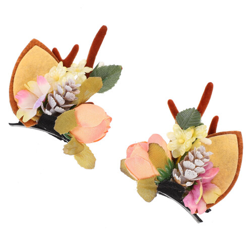 2Stk Hirschgeweih Haarclips Xmas Festliches Accessoire