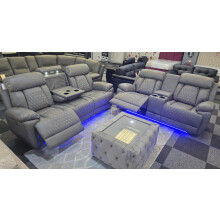Carlisle 3+2 Electric Recliner Sofa Set -LED Lights, Cooling Cup Holders, USB-C