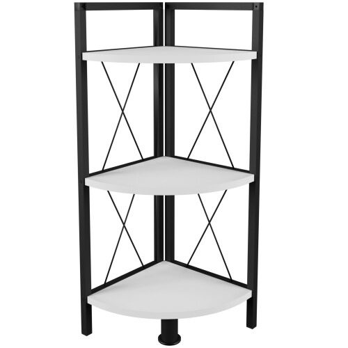 (Matt, Wood) Metal corner shelf books insasi 2-fold White 1