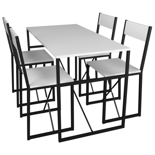 (Home Assembly Required, Dining Tables) 5 pcs. Dining group Table group Set Insasi L White 1