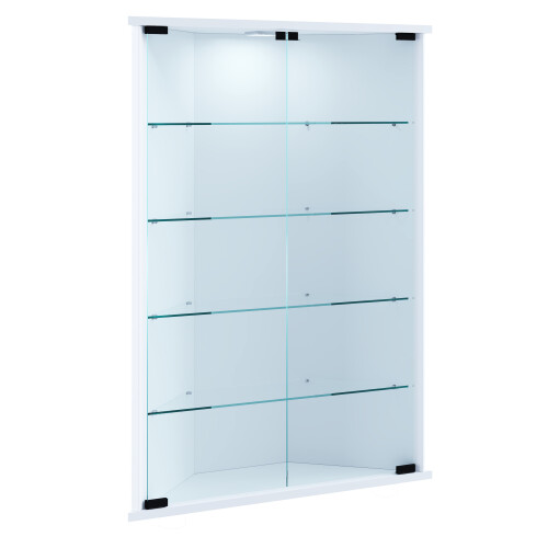 (Matt, Wood) Wall display cabinet Eckvitrine Vecko White 1